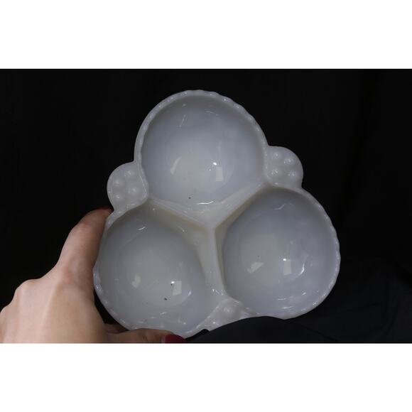 Fenton, Three Section Milk White Glass Bowl, Candy/Nut Dish - Picture 2 of 9